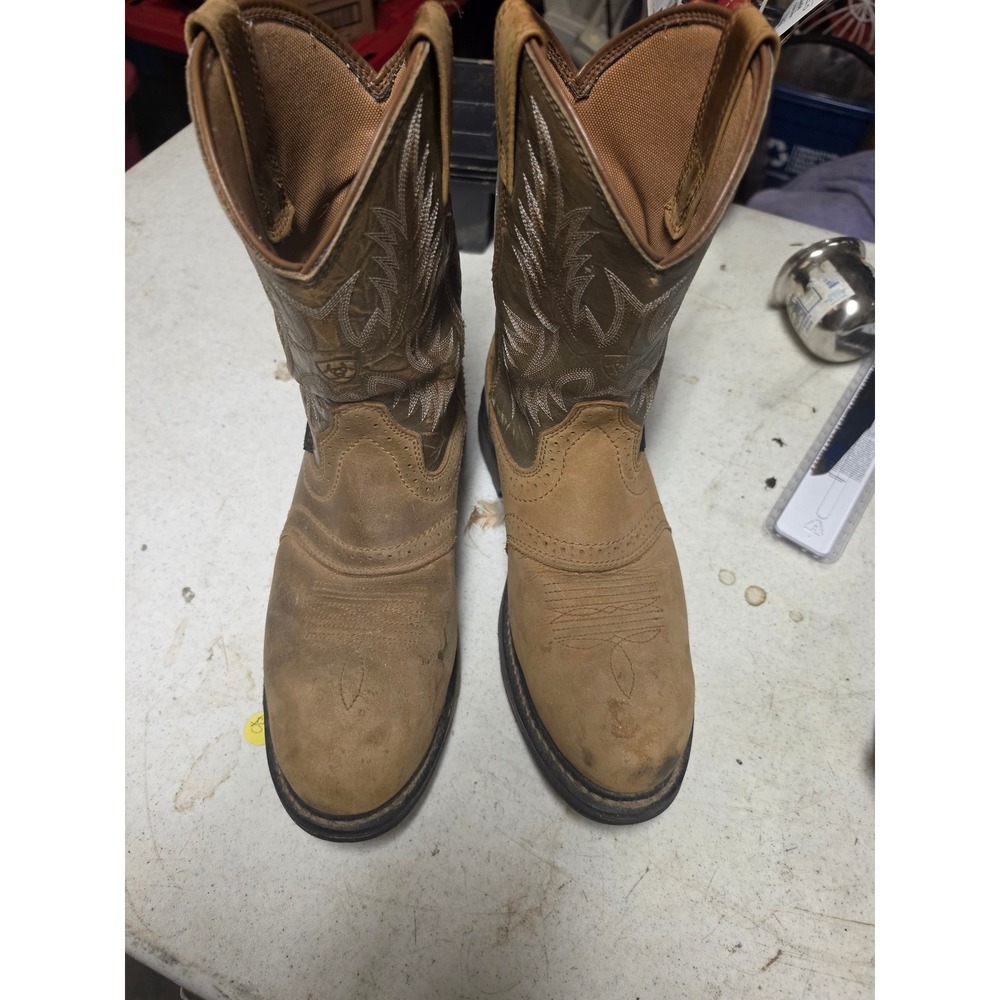 Ariat Groundbreaker Waterproof Composite Toe Work Boots Mens 10 EE Brown Leather